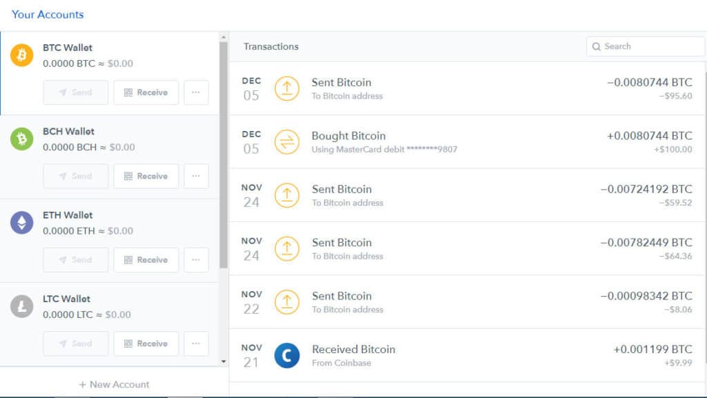 CoinBase accounts