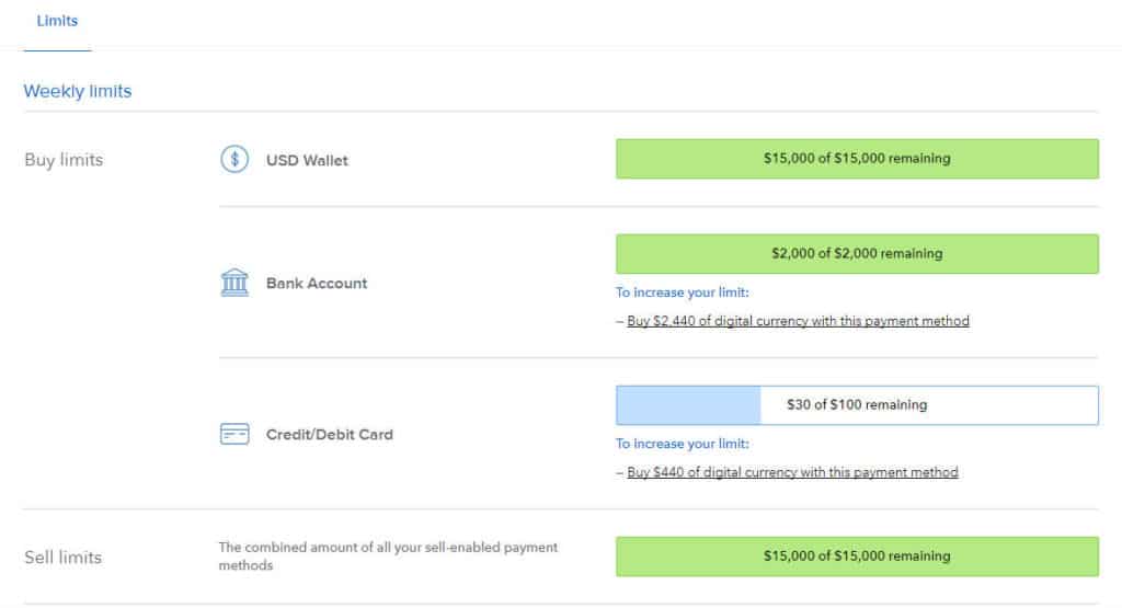 Coinbase-limits