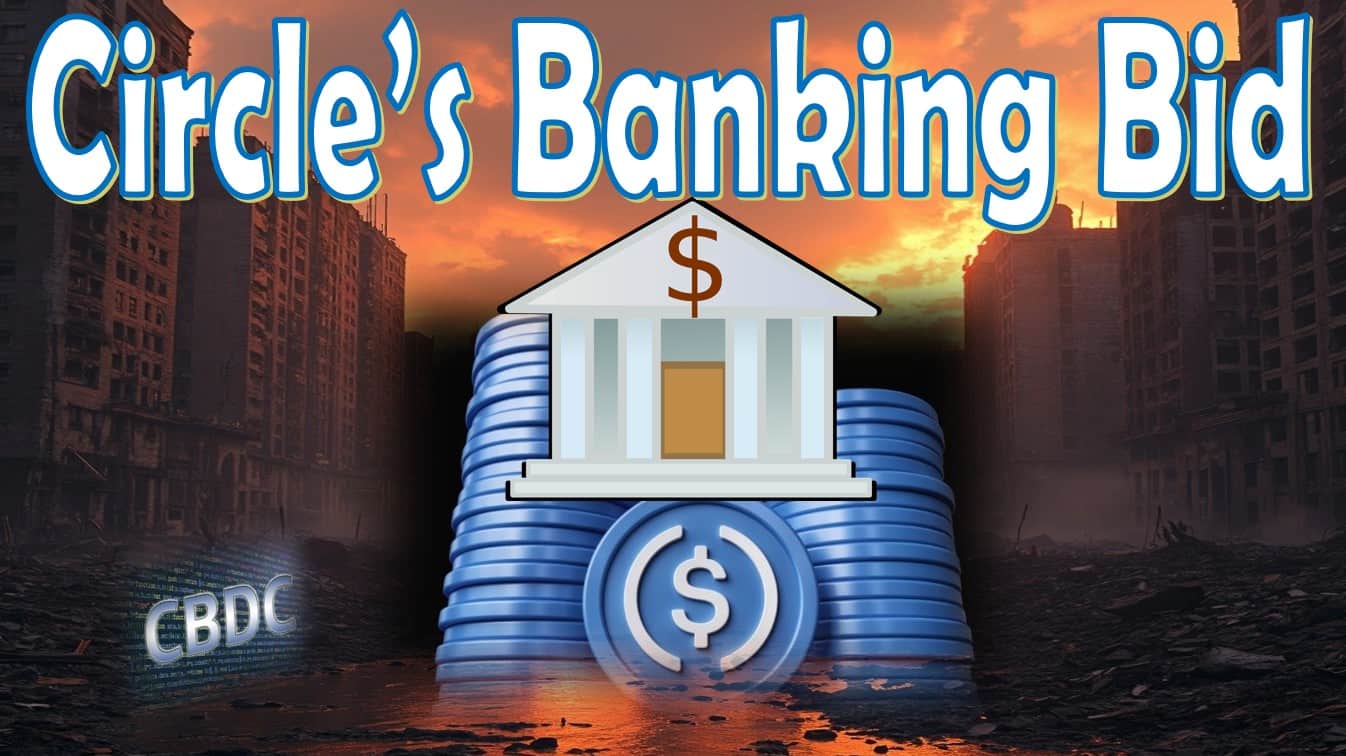Circle bank in foreground of apocalyptic city setting
